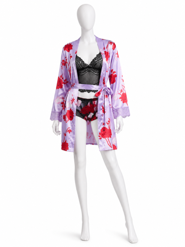 Kimono Satin Floral Romance