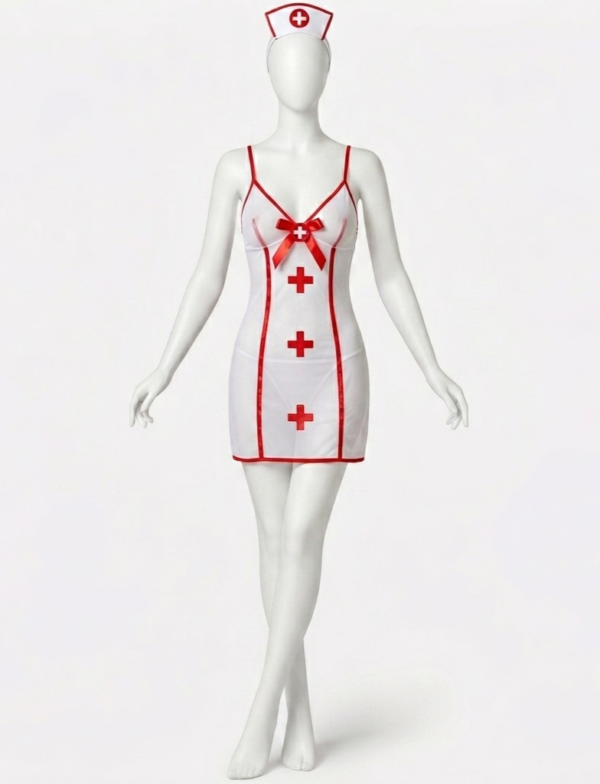 Lingerie Cosplay Infirmière Séduction – Robe Transparente de Jeu de Rôle