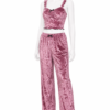 Pyjama Velours Rose Poudré – Ensemble 2 Pièces Chic & Cocooning