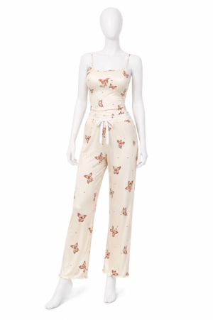 Pyjama Papillon Élégance – Ensemble 2 Pièces Décontracté