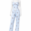 Pyjama Papillon Bleu Ciel – Ensemble 2 Pièces Confort & Élégance