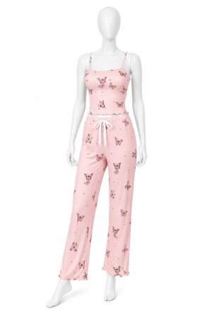 Pyjama Papillon Rose Poudré – Ensemble 2 Pièces Douceur & Élégance
