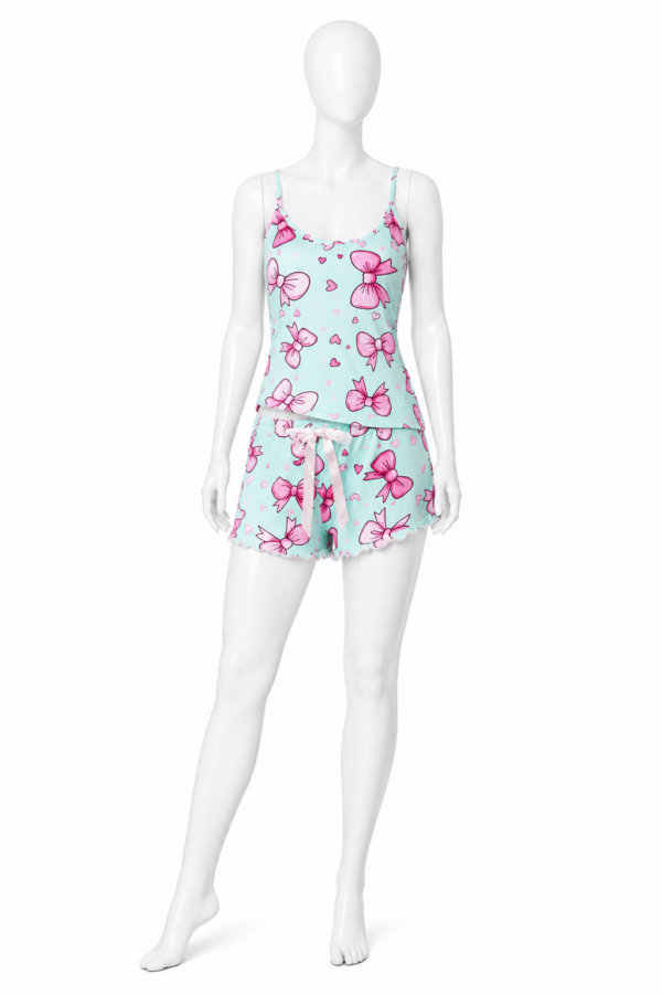 Pyjama Mint Ribbon – Ensemble 2 Pièces Débardeur & Short