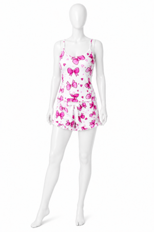Pyjama Bow Bliss – Ensemble 2 Pièces Débardeur & Short