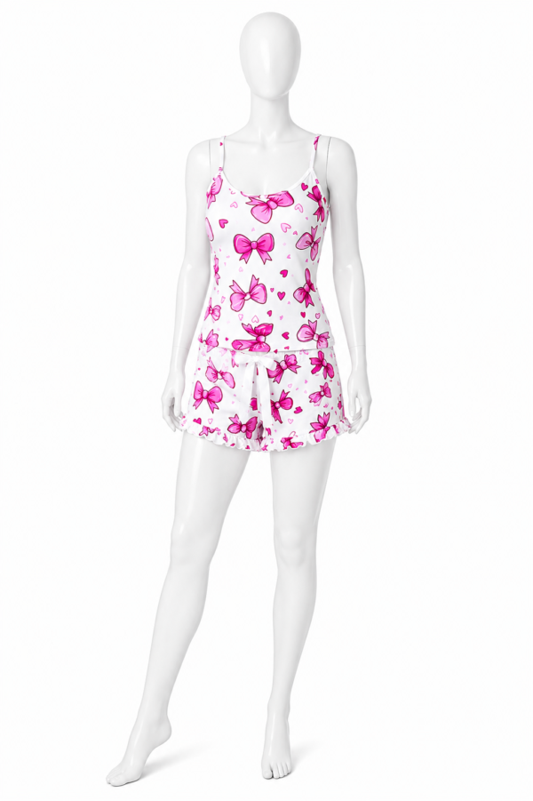 Pyjama Bow Bliss – Ensemble 2 Pièces Débardeur & Short
