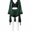 Ensemble Émeraude Luxe – Kimono Satin, Brassière & Short en Dentelle Ensemble Émeraude Luxe – Kimono Satin, Brassière & Short en Dentelle
