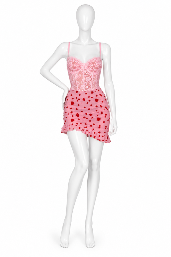 Ensemble Nuisette Cœur Rose en Dentelle – Charme & Douceur