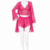 Ensemble Pyjama Dentelle Fuchsia 3 Pièces – Caraco, Short & Kimono