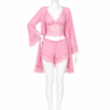 Ensemble Pyjama Dentelle Rose 3 Pièces – Caraco, Short & Kimono Ensemble Pyjama Dentelle Rose 3 Pièces – Caraco, Short & Kimono
