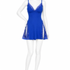 Nuisette Courte Bleue Royale en Coton & Dentelle – Élégance Confort Nuisette Courte Bleue Royale en Coton & Dentelle – Élégance Confort