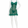 Robe Babydoll Émeraude en Dentelle Transparente