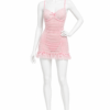 Robe Babydoll Romantique en Dentelle Transparente – Rose Poudré