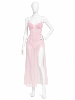 Nuisette Longue Transparente Rose Papillon – Élégance & Séduction Nuisette Longue Transparente Rose Papillon – Élégance & Séduction