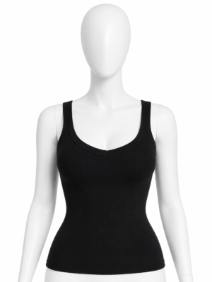Débardeur Côtelé Femme Premium – Noir