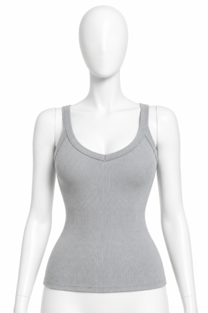 Débardeur Côtelé Femme Premium – Gris