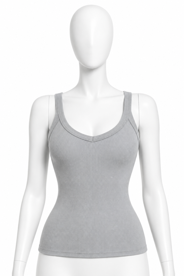 Débardeur Côtelé Femme Premium – Gris