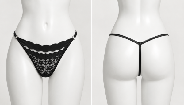 String en Dentelle Élégante – Noir