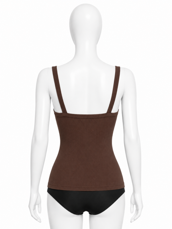 Débardeur Côtelé Femme Premium – Marron Chocolat