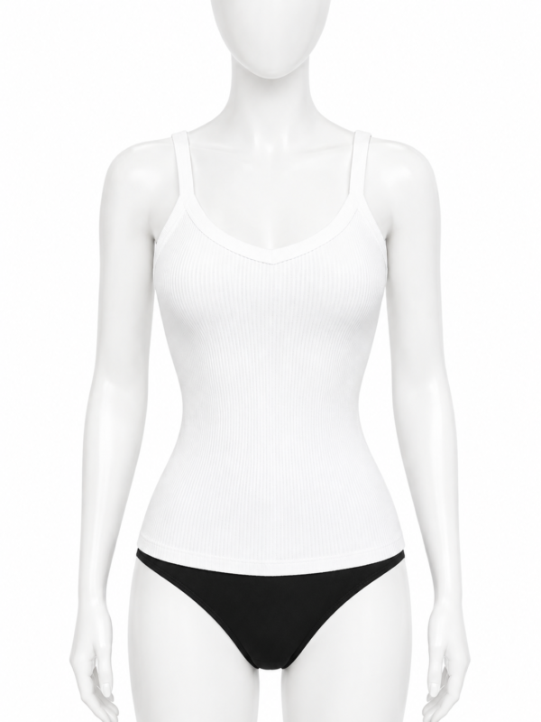 Débardeur Côtelé Femme Premium – Blanc