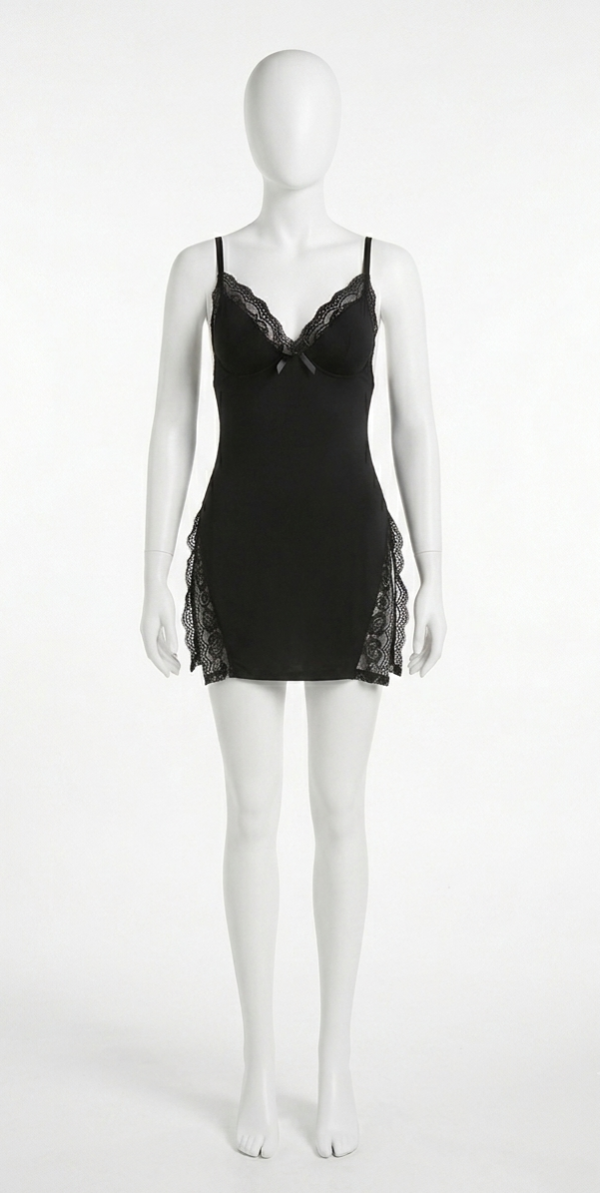 Nuisette Noire Élégance Sensuelle – Dentelle & Dos Nu