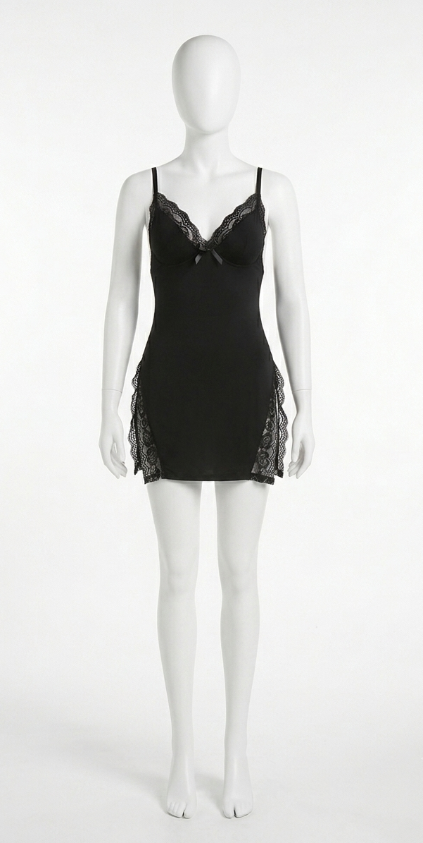 Nuisette Noire Élégance Sensuelle – Dentelle & Dos Nu