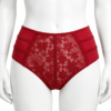 Slip Taille Haute en Dentelle Florale – Rouge