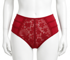 Slip Taille Haute en Dentelle Florale – Rouge Slip Taille Haute en Dentelle Florale – Rouge
