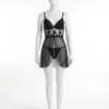 Nuisette Étoile Scintillante – Babydoll en Dentelle Transparente Noir Élégance