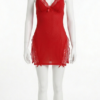 Nuisette Courte Rouge Passion en Coton & Dentelle – Charme Irrésistible