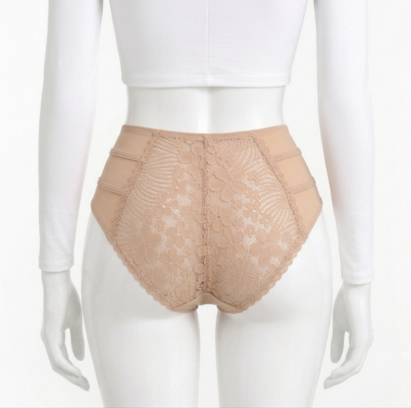 Slip Taille Haute en Dentelle Florale â Nude Slip Taille Haute en Dentelle Florale â Nude