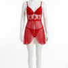 Nuisette Étoile Scintillante – Babydoll en Dentelle Transparente Rouge Passion