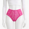 Slip Taille Haute en Dentelle Florale – Rose