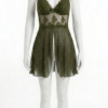 Nuisette Étoile Scintillante – Babydoll en Dentelle Transparente Vert Émeraude