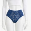Slip Taille Haute en Dentelle Florale – Bleu Royal