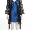 Ensemble Saphir Élégance – Nuisette Satin & Kimono en Dentelle