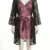 Ensemble Moka Satin – Nuisette & Kimono en Dentelle