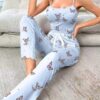 Pyjama Papillon Bleu Ciel – Ensemble 2 Pièces Confort & Élégance