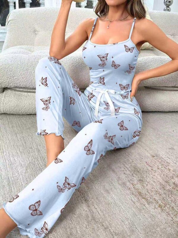 Pyjama Papillon Bleu Ciel – Ensemble 2 Pièces Confort & Élégance