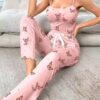 Pyjama Papillon Rose Poudré – Ensemble 2 Pièces Douceur & Élégance