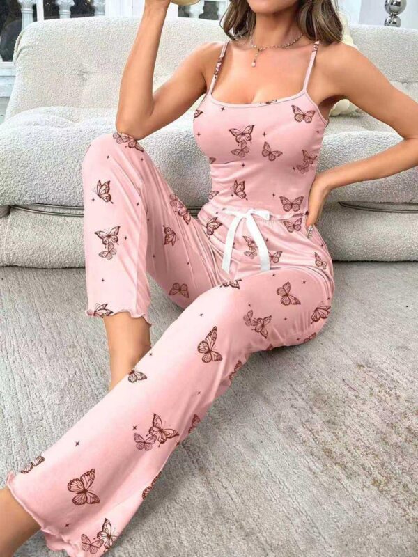 Pyjama Papillon Rose Poudré – Ensemble 2 Pièces Douceur & Élégance