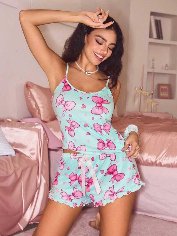 Pyjama Mint Ribbon – Ensemble 2 Pièces Débardeur & Short