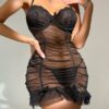 Robe Babydoll Élégance Noire en Dentelle Transparente