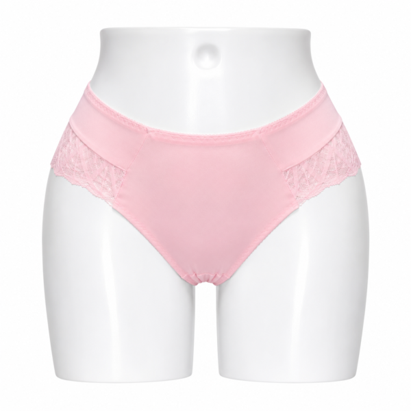 Slip Femme Invisible en Coton & Dentelle Rose Poudré