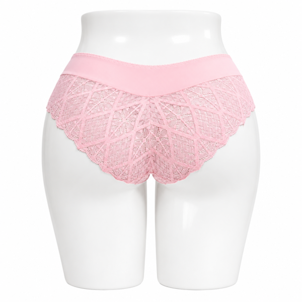 Slip Femme Invisible en Coton & Dentelle Rose Poudré