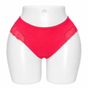 Slip Femme Invisible en Coton & Dentelle Rouge Fuchsia