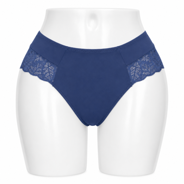 Slip Femme Invisible en Coton & Dentelle Bleu Marine