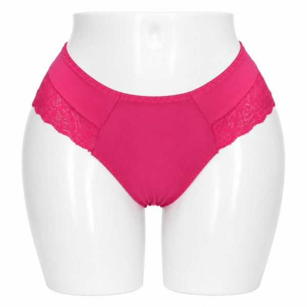 Slip Femme Invisible en Coton & Dentelle Rose Fuchsia