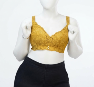 Soutien-Gorge Femme Dentelle Fleurie Jaune Moutarde