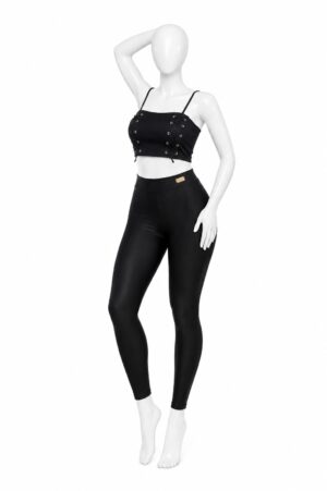 Crop Top Femme à Bretelles avec Lacets – Noir