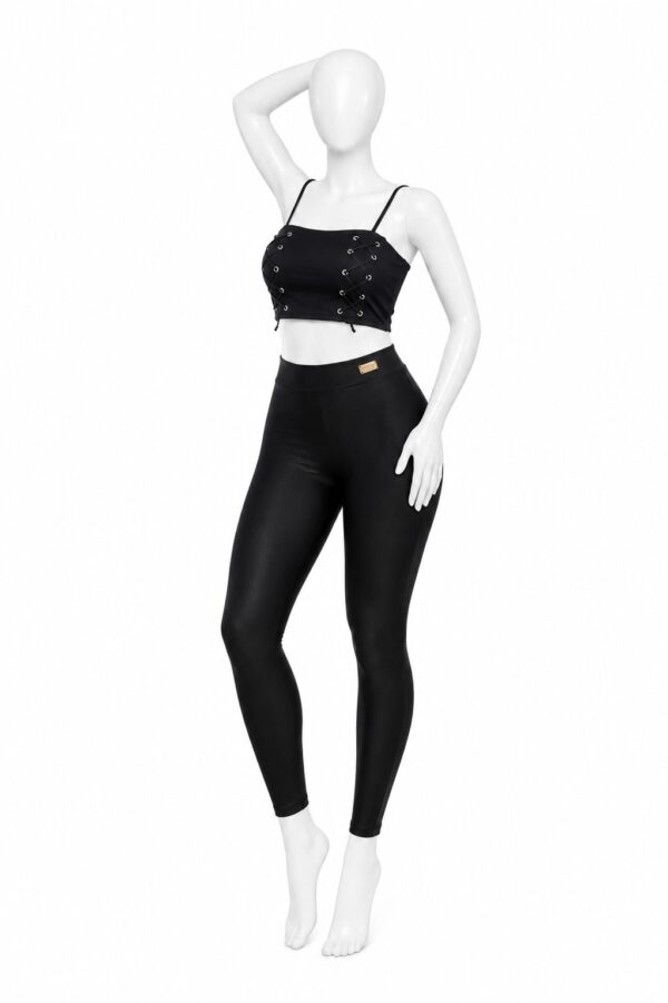 Crop Top Femme à Bretelles avec Lacets – Noir
